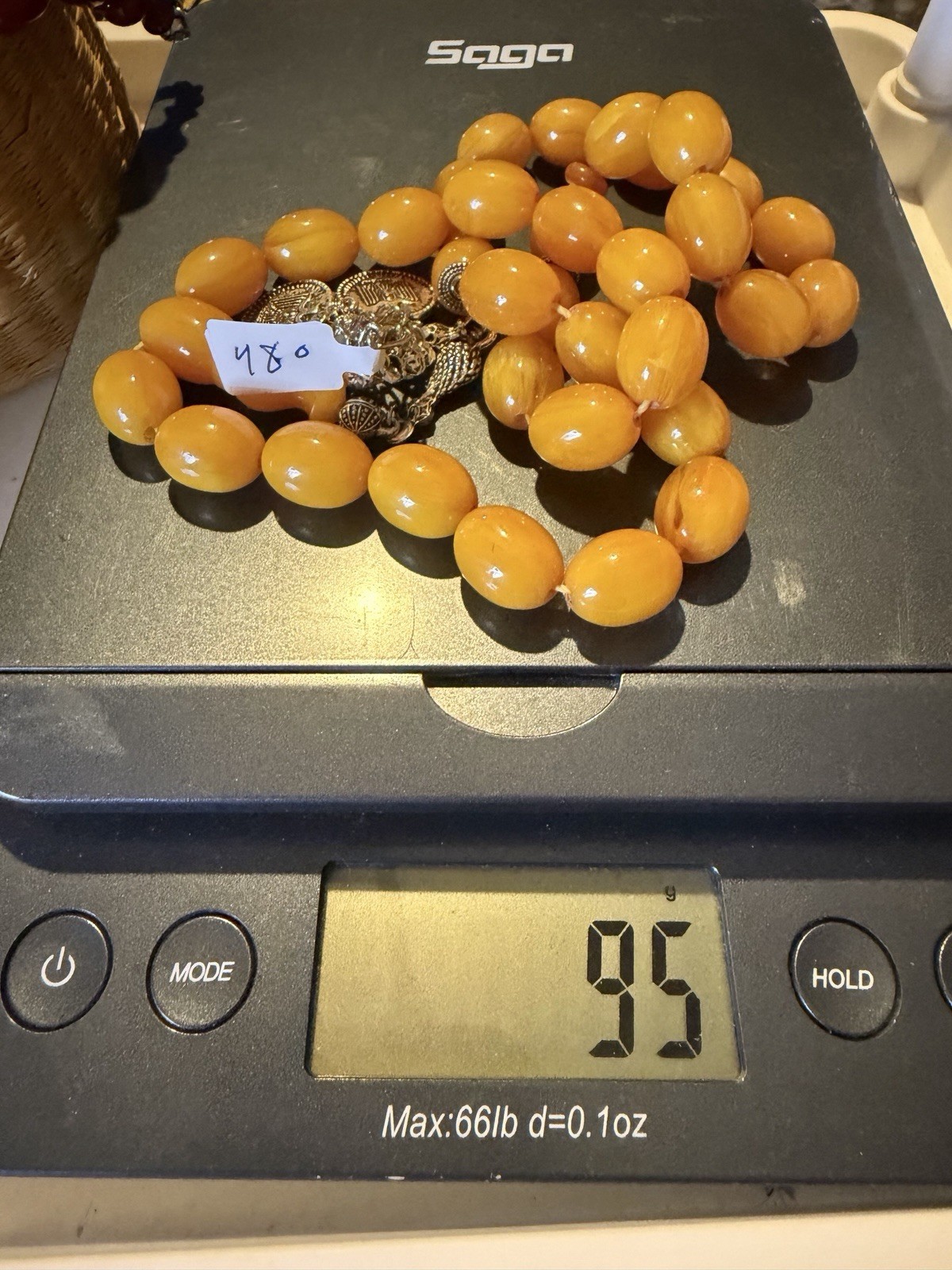 Collectible Misky Amber 33-Bead Islamic Rosary Tasbih Tasbeehمسبحة مسباح مسكي