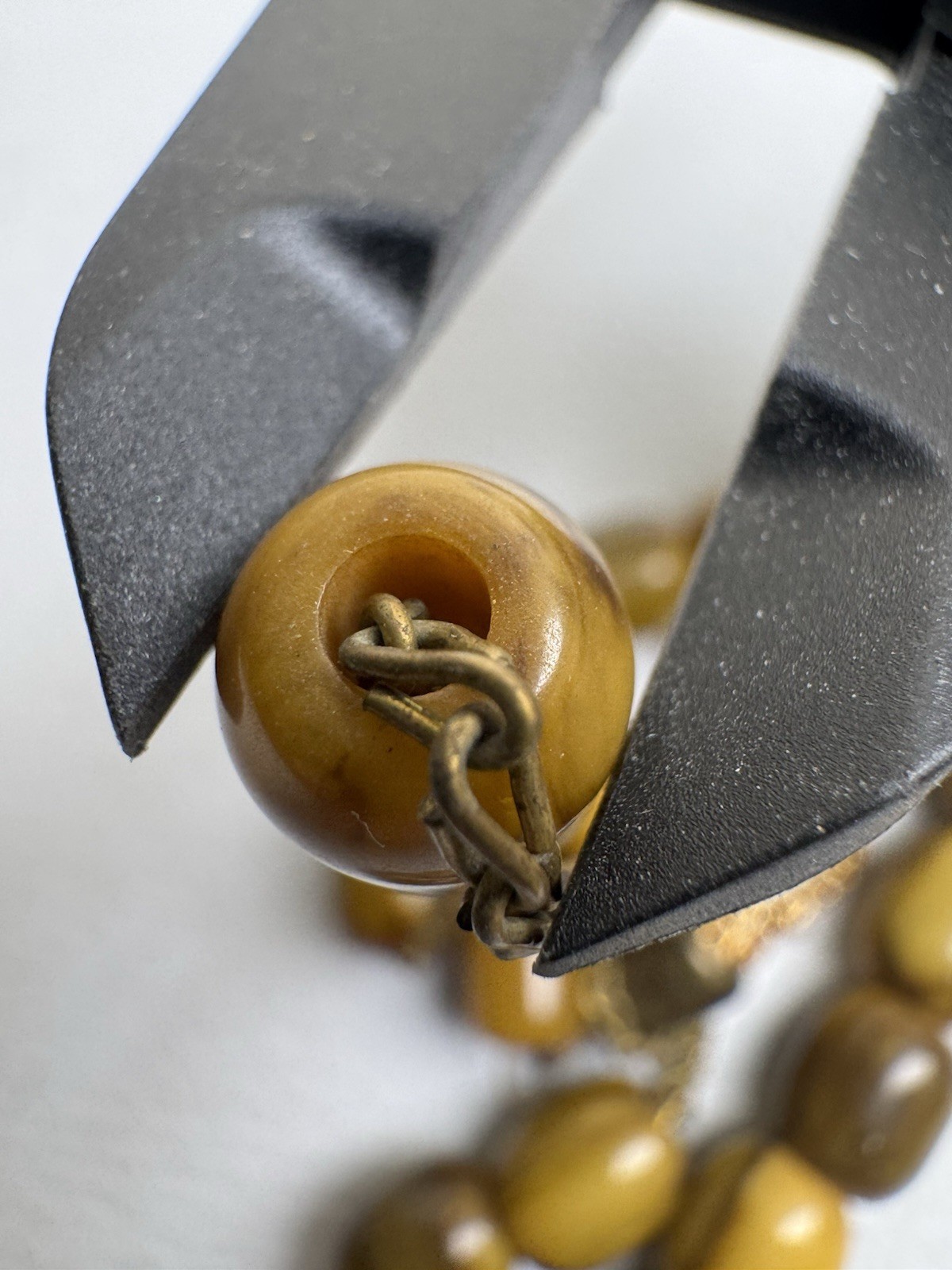Vintage Butterscotch Bakelite Prayer Beads Tasbih Gold-Tone Chain & Tassel