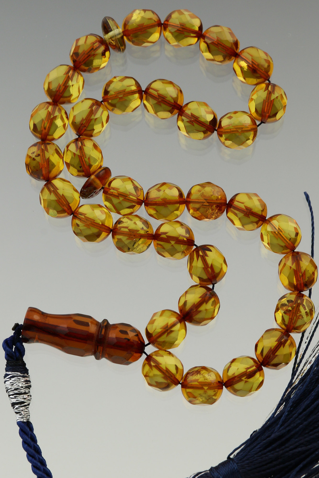Islamic 33 Round Faceted Prayer Beads 8mm BALTIC AMBER TASBIH 12.6g 180808-9