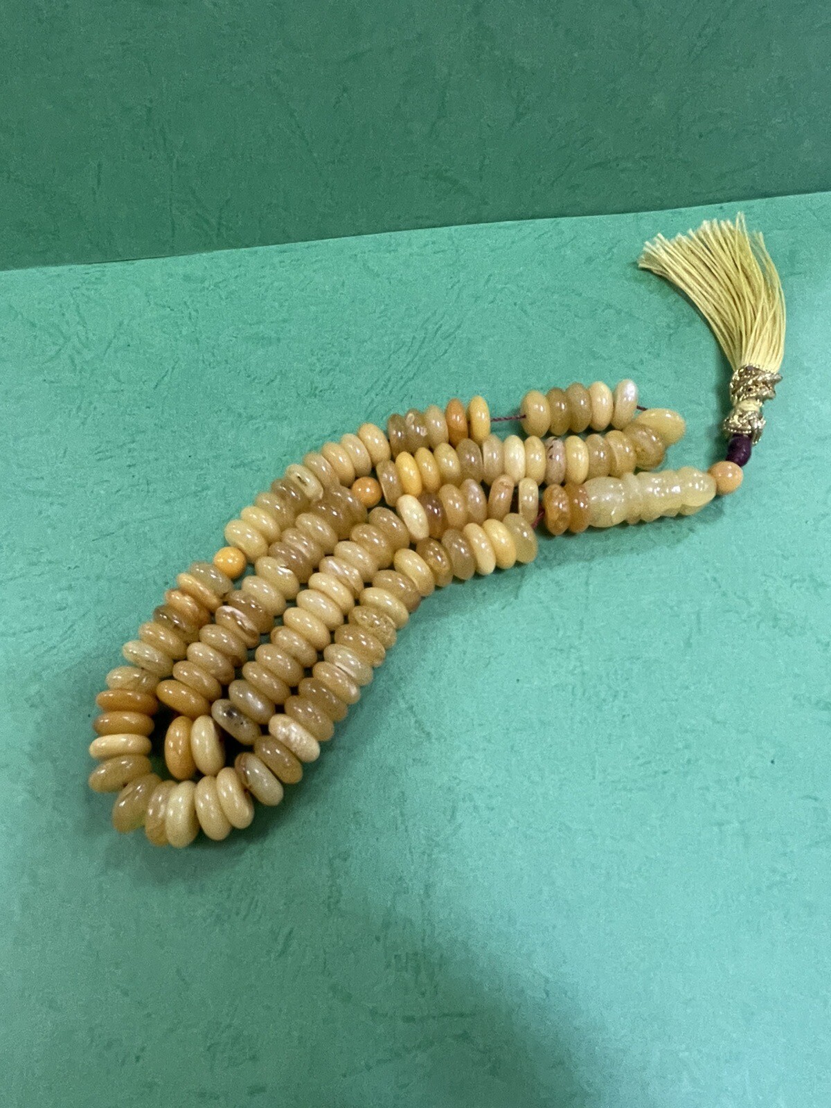 Antique rare Egg Yolk baltic amber Necklace Prayer Islamic 99 beads 44g R1