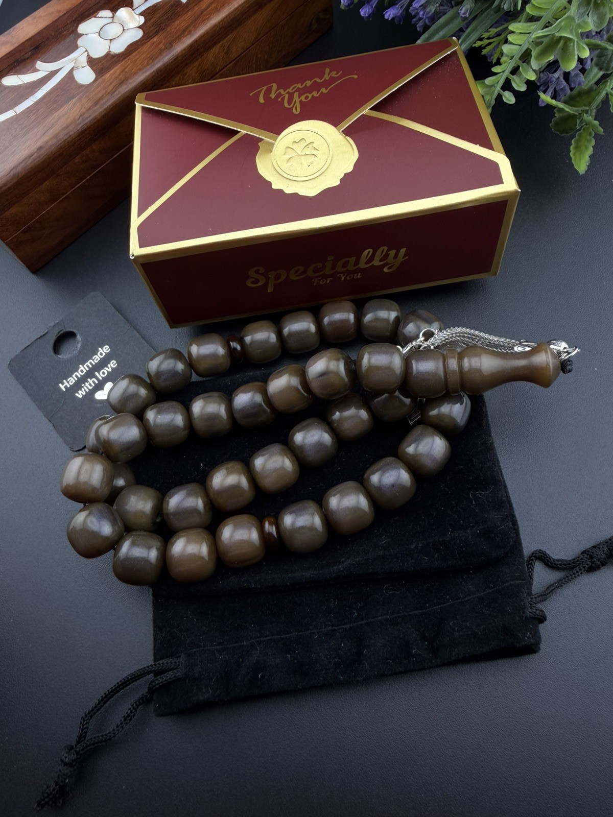 Vintage Tasbih Sandalous Misky Misbah 35-bead Prayer Rosary مسبحة سبحة مسكي N819