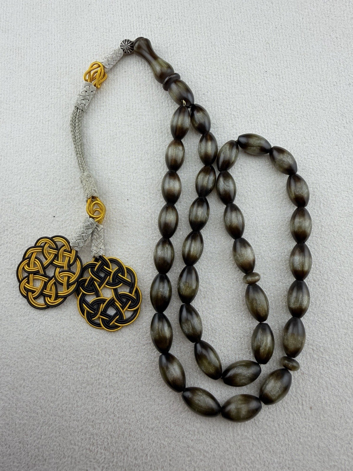 مسباح سبحة قلاليث كلاليث فرنسي انتيك Antique French Glalith 33-Bead Islam Rosary
