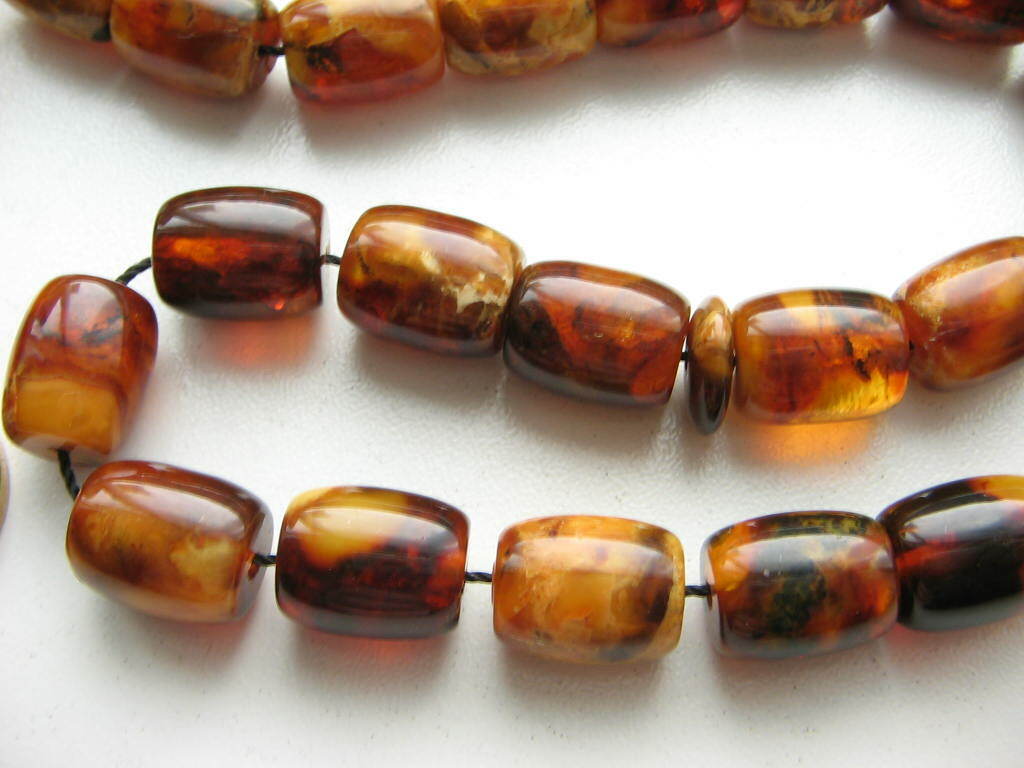 Vintage pressed genuine Baltic amber Islamic prayer beads rosary tasbih 12x14mm