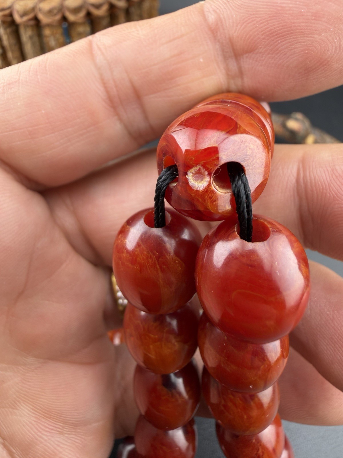 Tasbih Misbah Cherry Faturan 33-Bead Islamic Rosary VIP مسبحة مسباح فاتوران N927