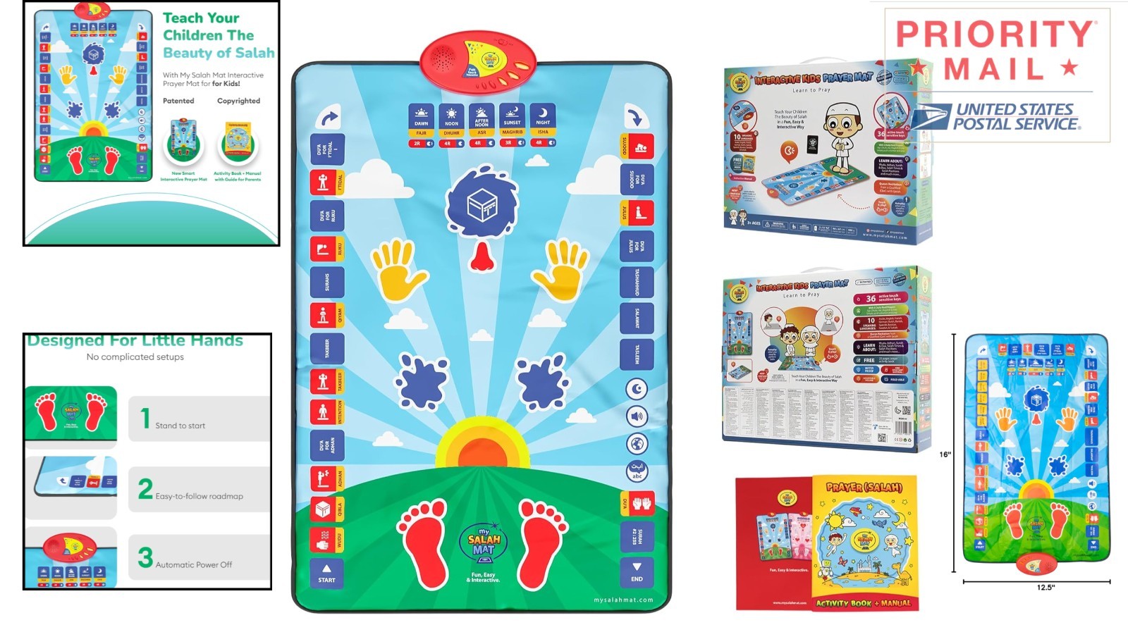 Muslim Prayer Rug for Kids 36 Touch Sensitive Keys Neutral Color Fun Design