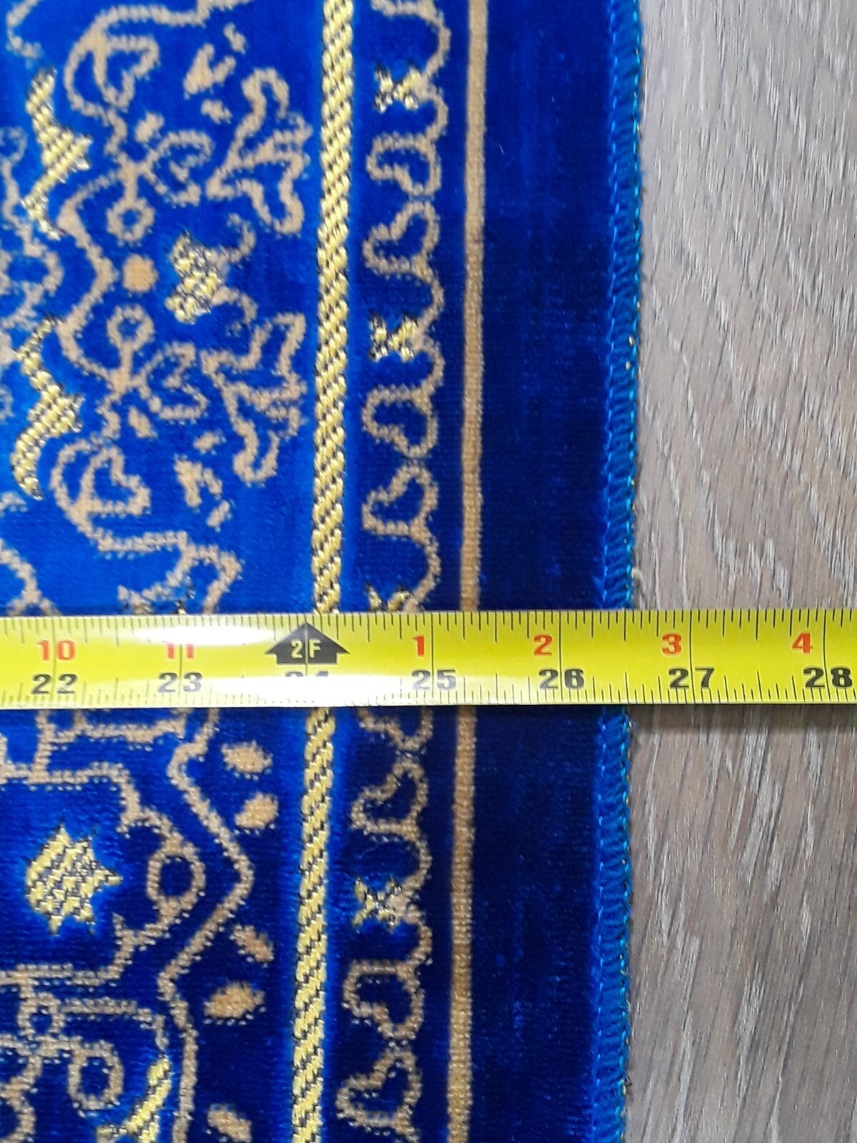 Prayer Rug Made In Turkey Royal Blue and Gold Fajr Asar 43 x 26 1/2