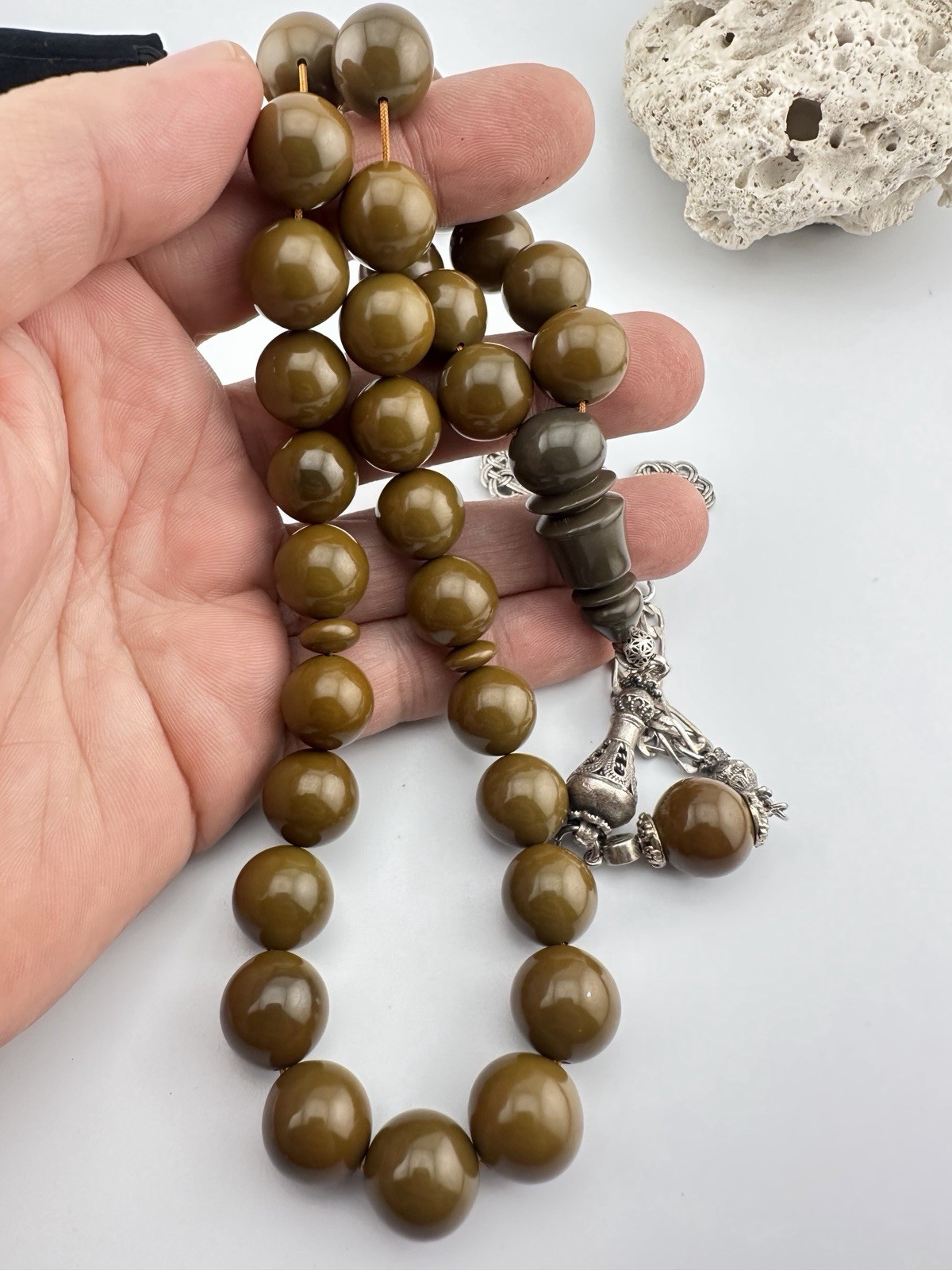Collectible Faturan Amber Islamic 33 Beads Rosary VTG مسبحة سبحة مسباح فاتوران