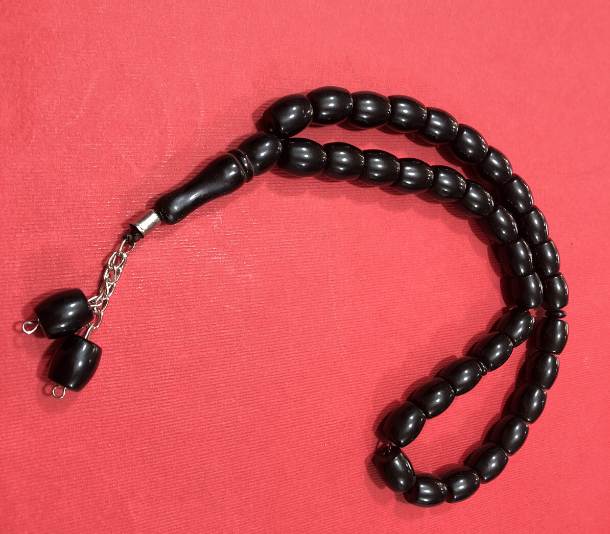 New Black TESPIH Masbaha Prayer Worry Beads Black Sibha Islamic 33 Bead-29 CM
