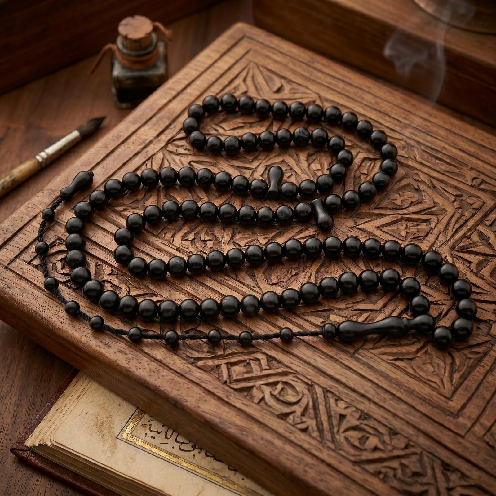 Black Kuka tree 99 beads Tasbih, prayer beads for muslim gift, Misbaha 201453
