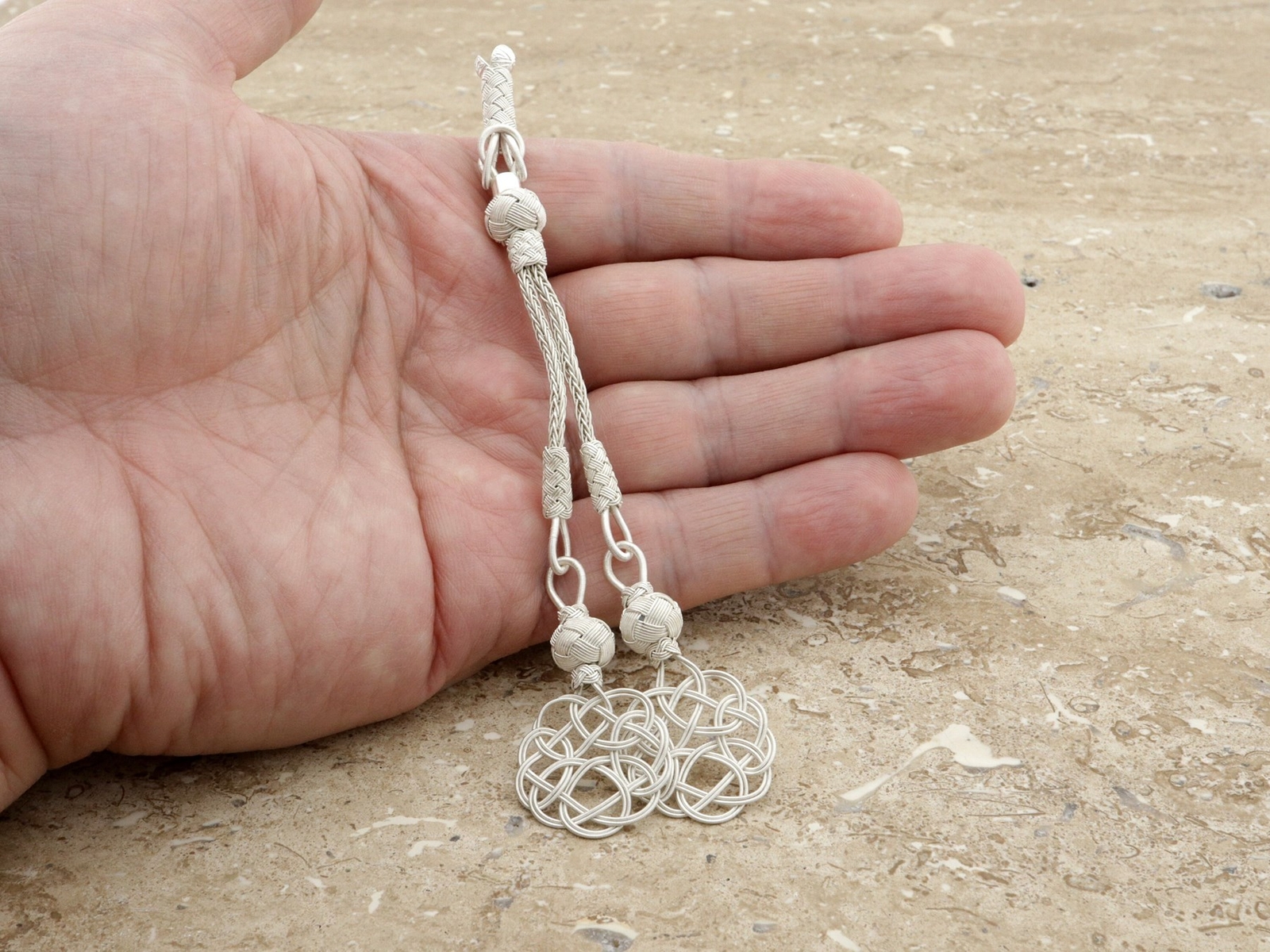 Handmade Trabzon kazaz hand-knitted Metal tassel 1000 silver Prayer Bead 730178