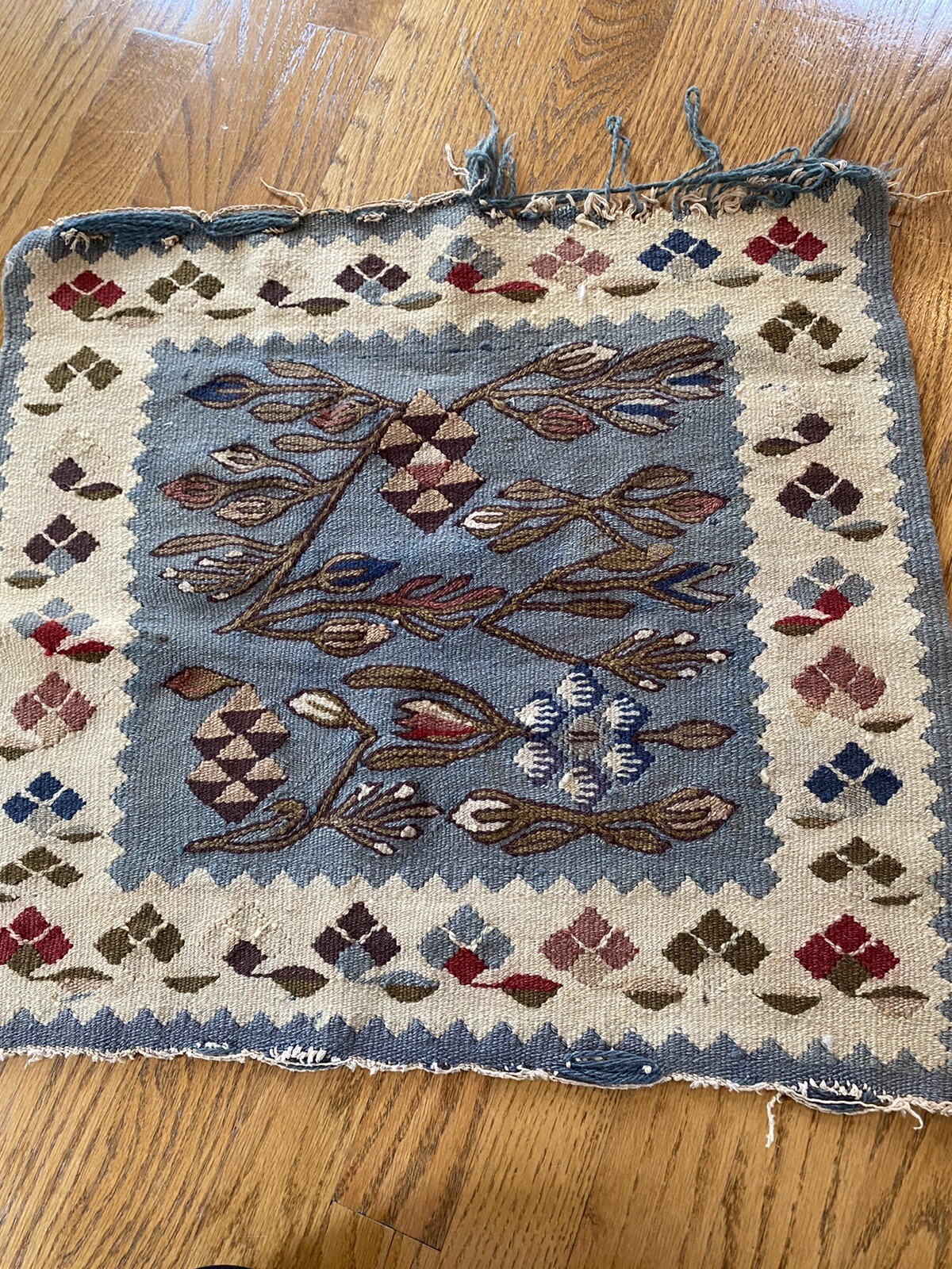 Vintage Hand Woven Prayer Rug Middle Eastern Style 20”x21” Patina