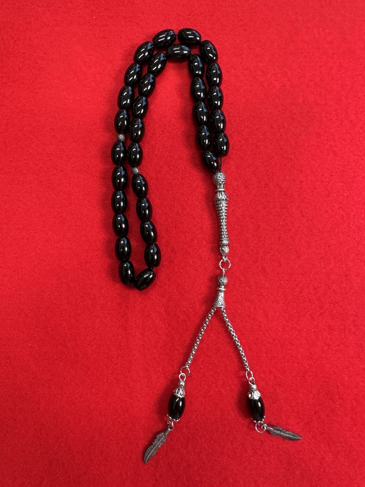 Natural 100% Agate Aqeeq Gemstone Prayer Beads-Subha -Tesbih-Misbaha 33 Beads+3