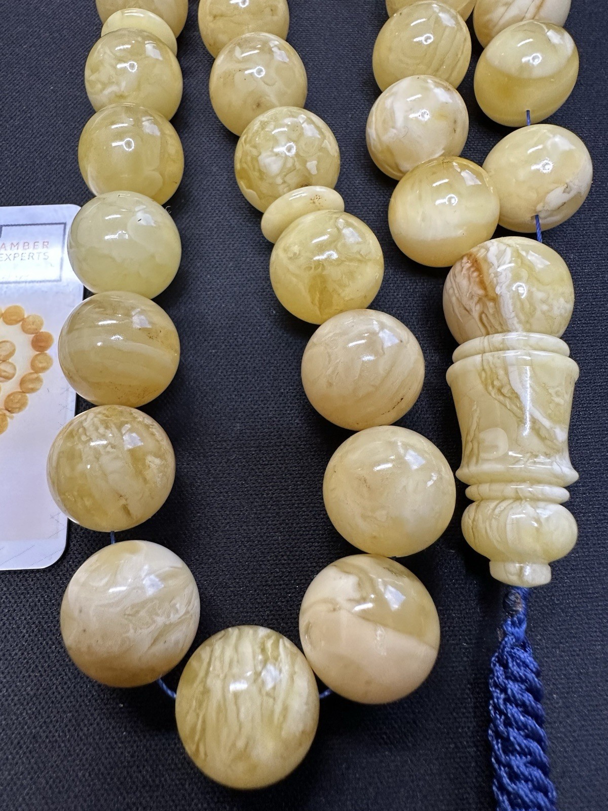 Certified Amber Experts Natural Baltic Amber Stone*70.4 Grams 15mm 33 Beads