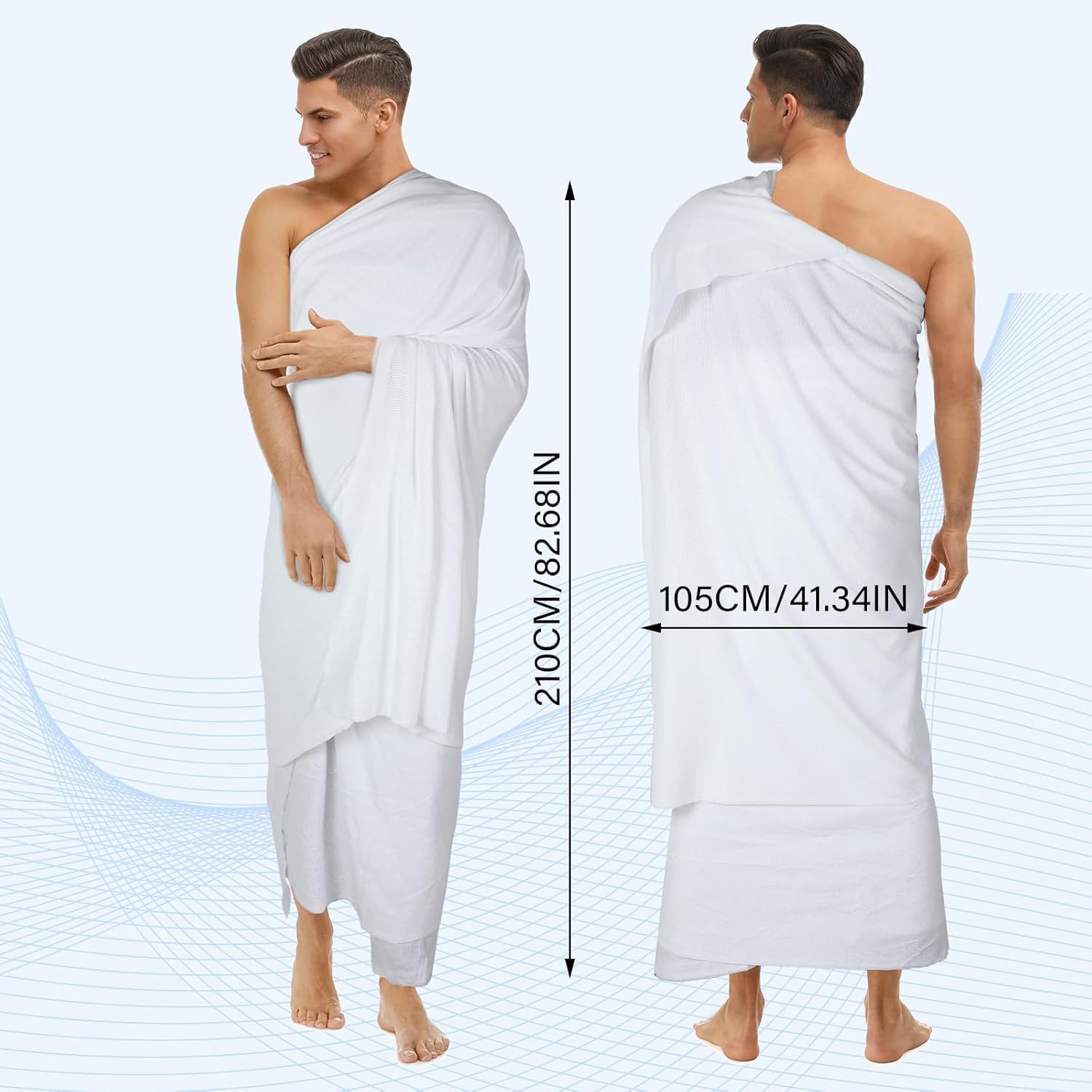 Suhine 2 Pcs Ihram for Men Umrah Hajj Umrah Essentials Islamic Clothing for Men