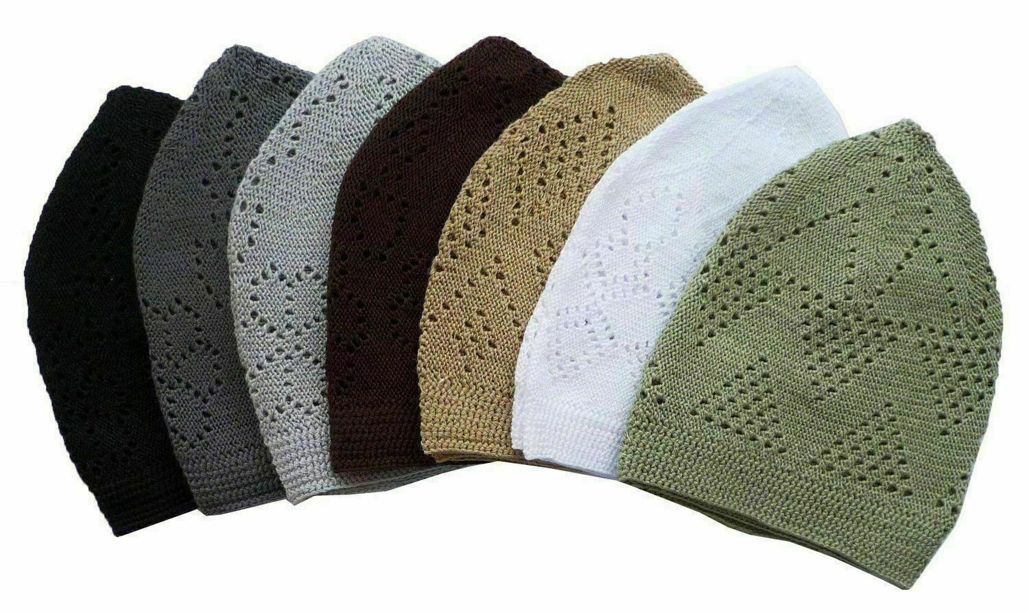 Islamic kufi prayer cap men-Muslim in seven color Islam collectibles set of 7