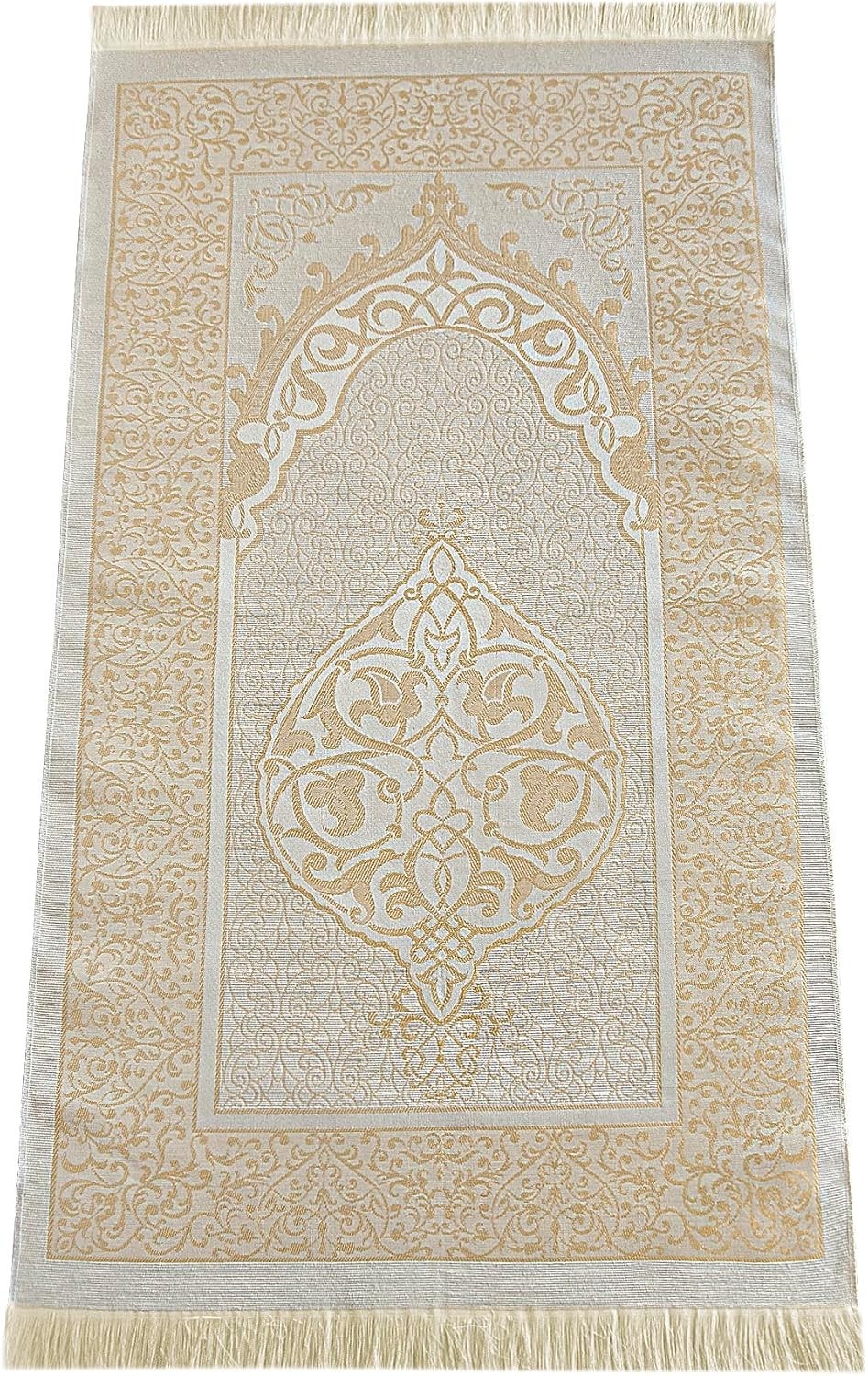 Travel-Friendly Gold Prayer Mat & Tasbih Set, Machine Washable, 46″ x 27″