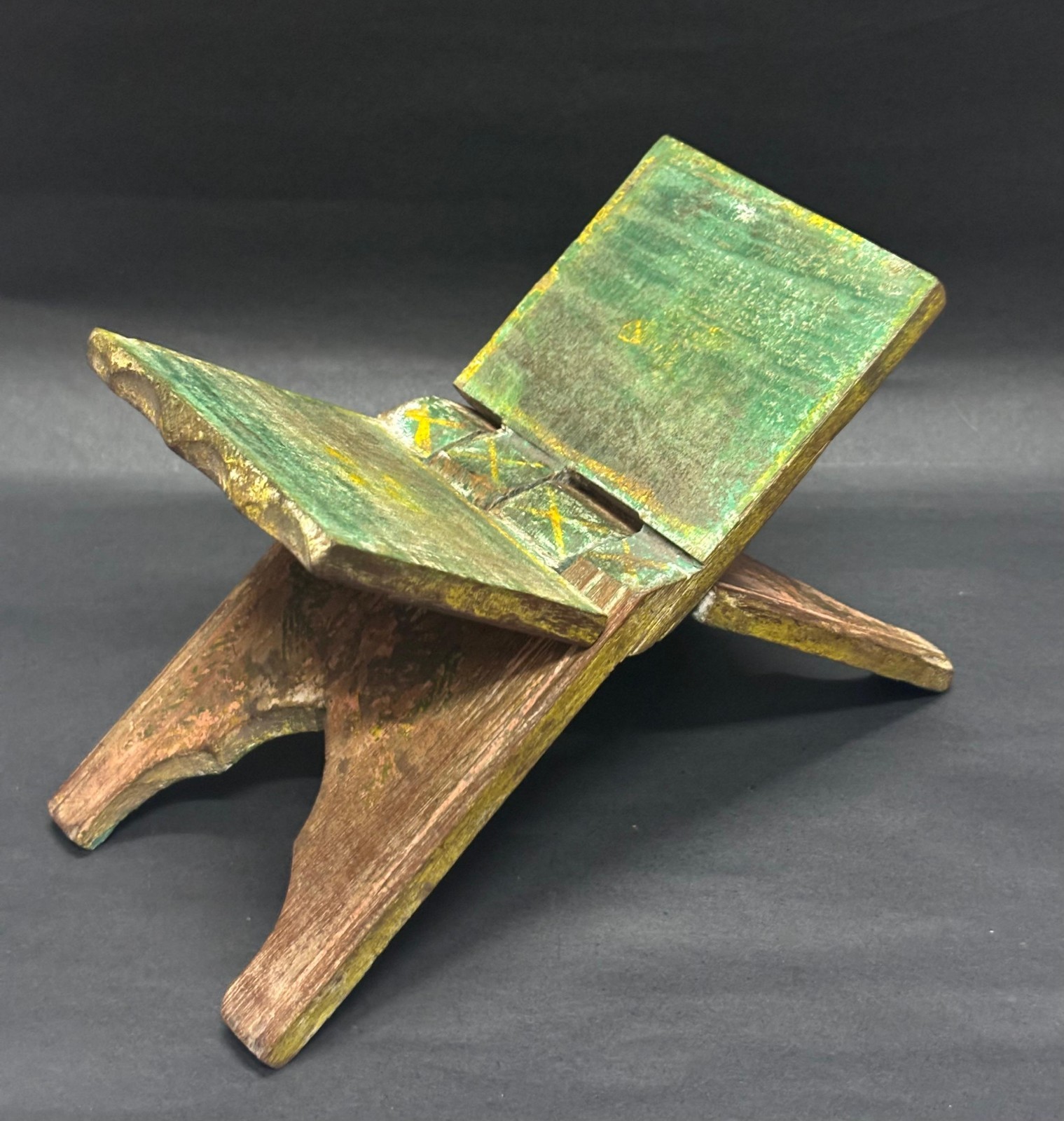 Rare Vintage Wooden Handpainted Handcrafted Islamic Holy Book Holder Stand.