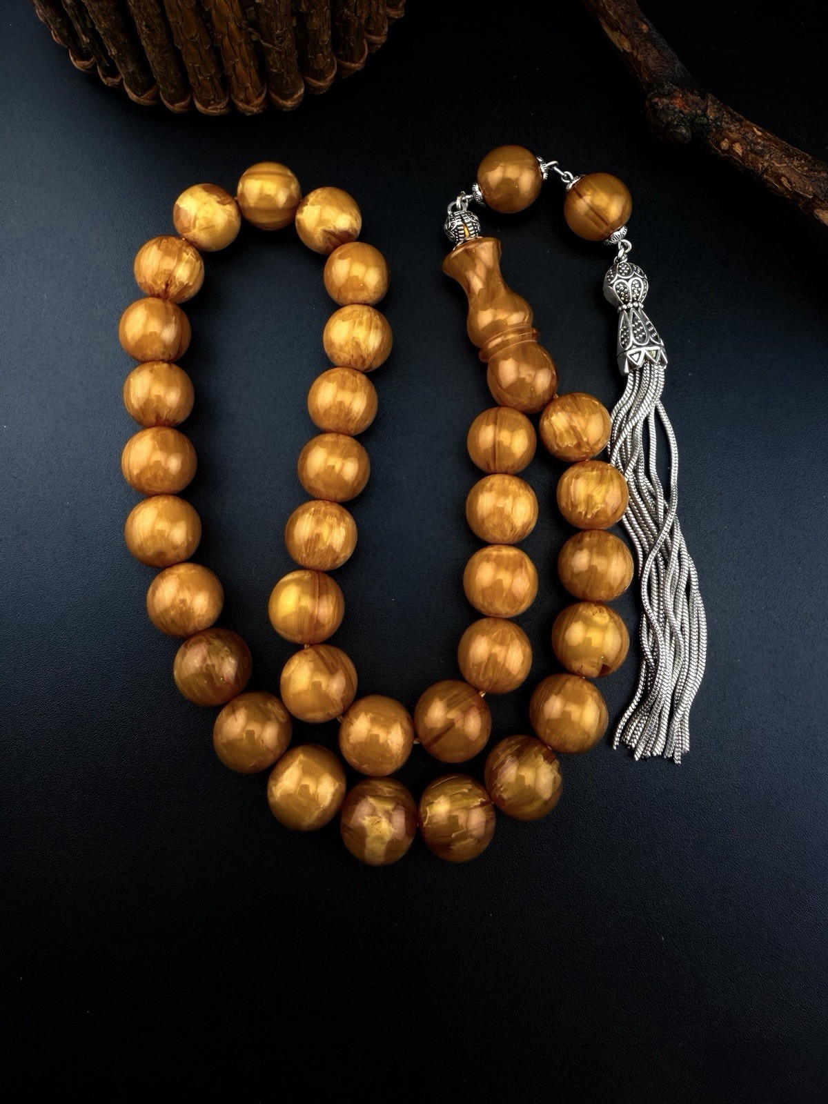 Vintage Misky 33 Worry Beads Prayer Rosary Tasbih مسبحة مسباح مسكي قديم مخزن 449
