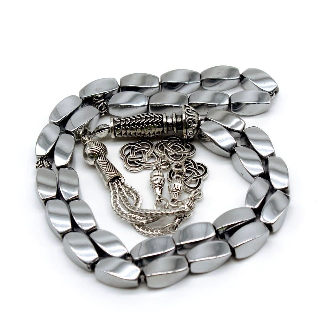 Black Stone Twist Bead Bracelet Electroplated Classic 33 Beads Mala