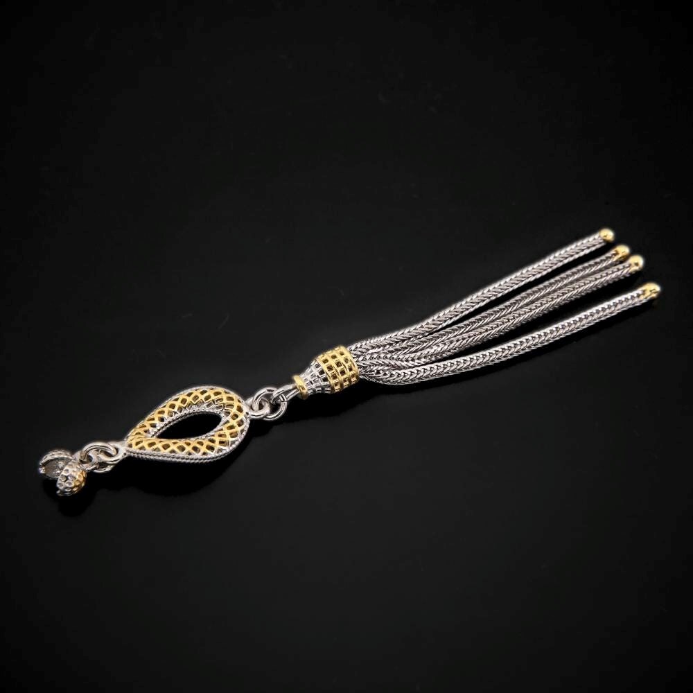 Special Partially Gold Plated 925 silver Metal tassel for make Tasbih 710607
