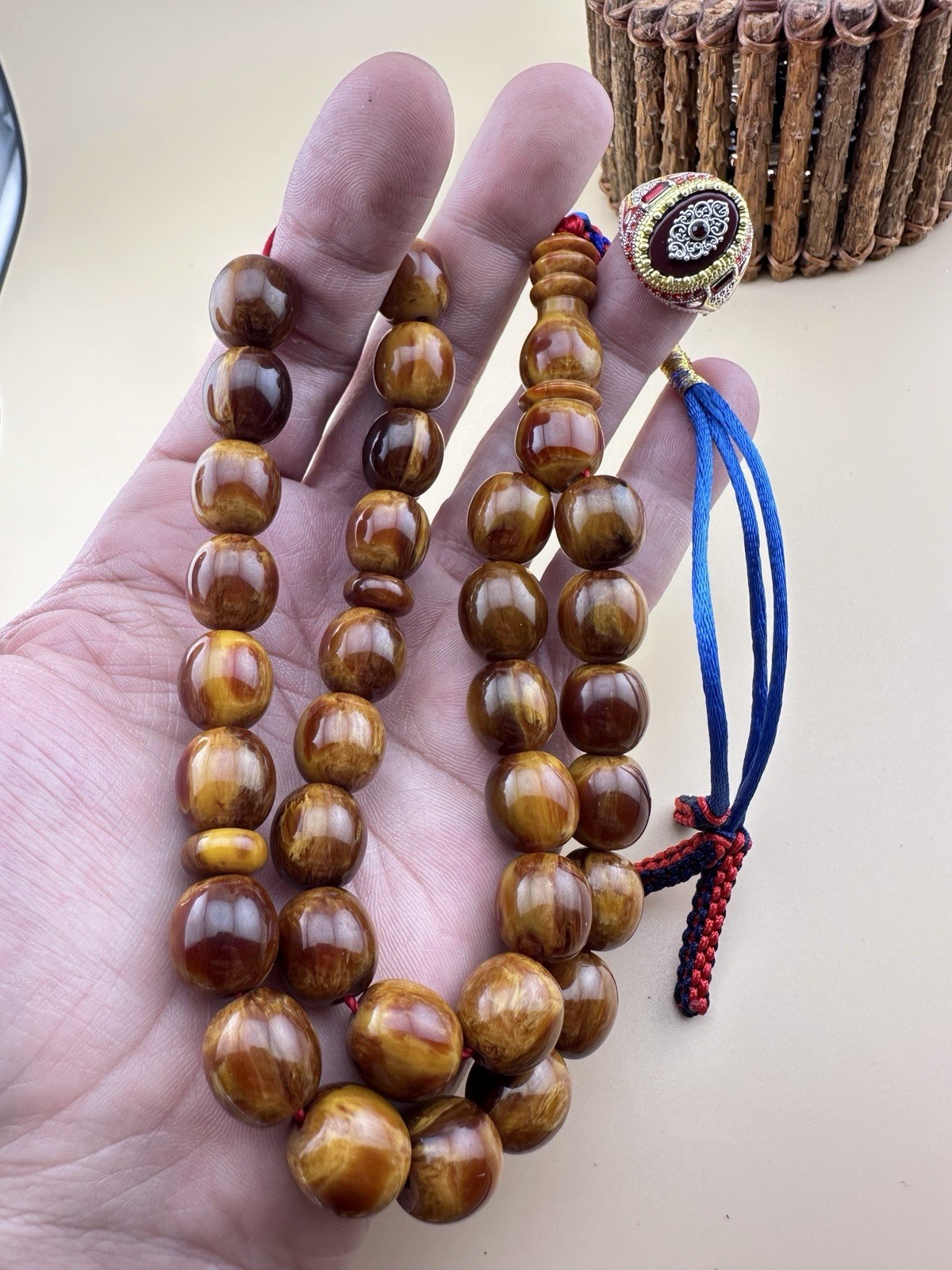 German Sandalus Islamic Prayer Rosary & Ring GIFT SET Misbah مسباح مسبحة سندلوس