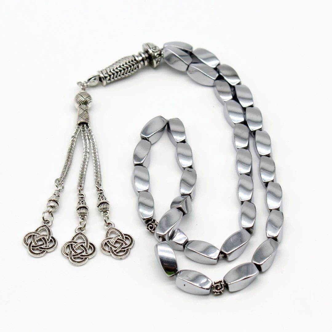 Black Stone Twist Bead Bracelet Electroplated Classic 33 Beads Mala