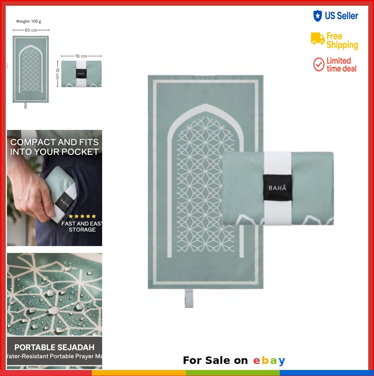 Portable Travel Prayer Mat Water Resistant Polyester Foldable Lightweight for