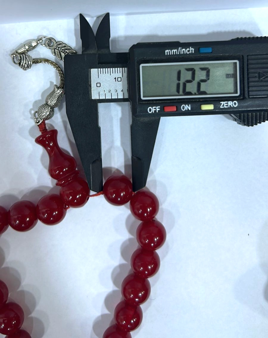 ISLAMIC PRAYER BEADS | CHERRY RED GERMANY FATURAN | 33 BEADS | HANDCRAFTED