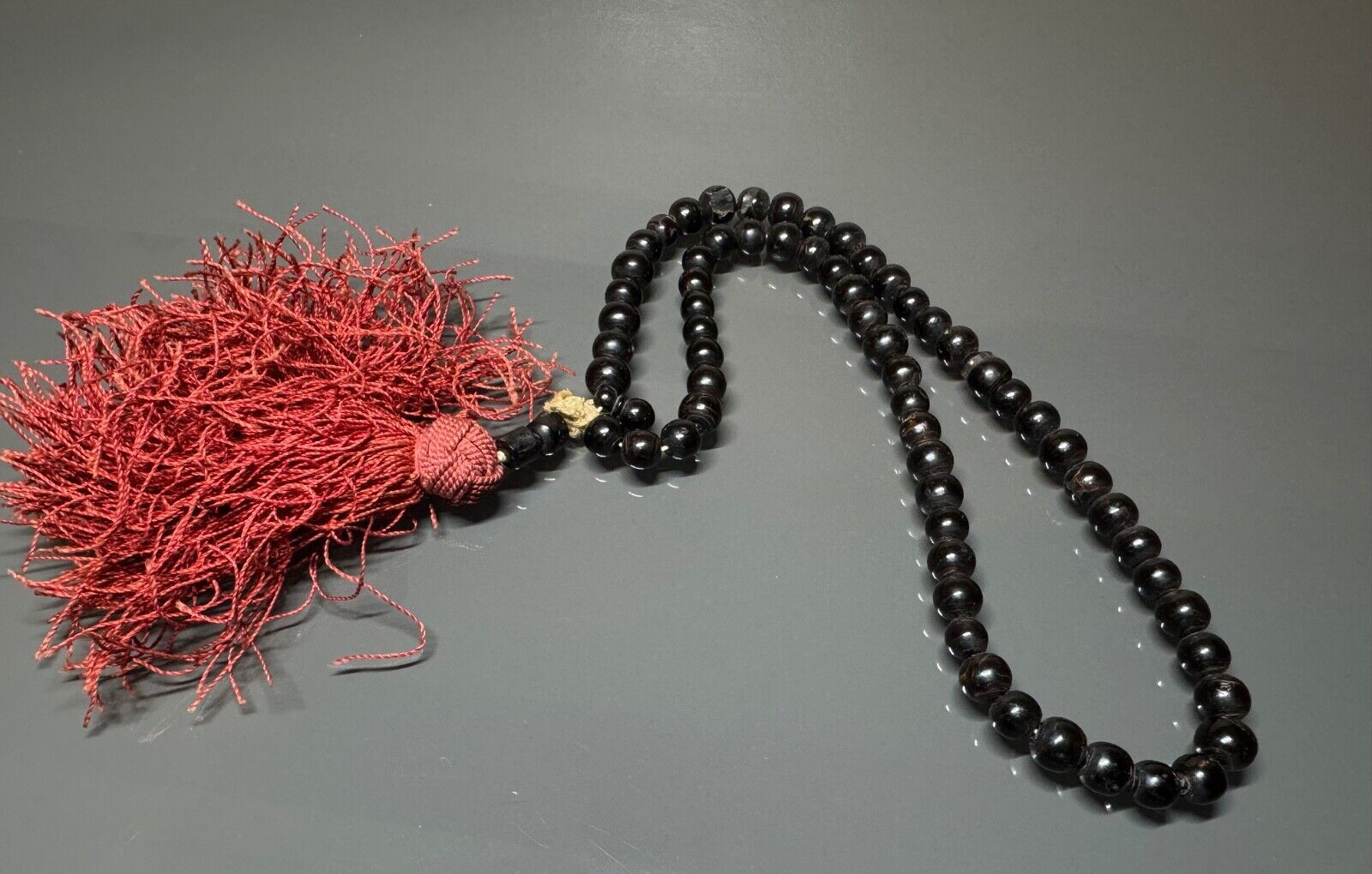 58 Grams Antique Islamic Black Coral Yusuri Rosary Beads.