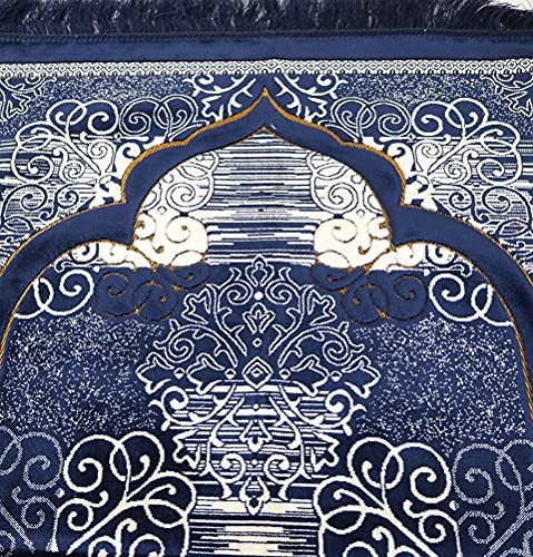 Prayer Mat | Turkish Velvet Muslim Prayer Rug Muslim Prayer Mat Navy Blue