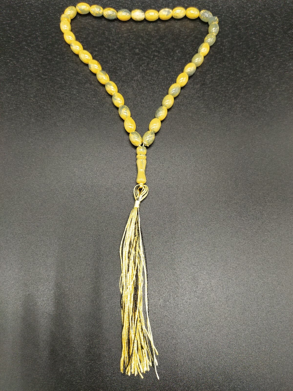 3 Islamic prayer beads rosary wood made of 33 beads color yellow and Light Green