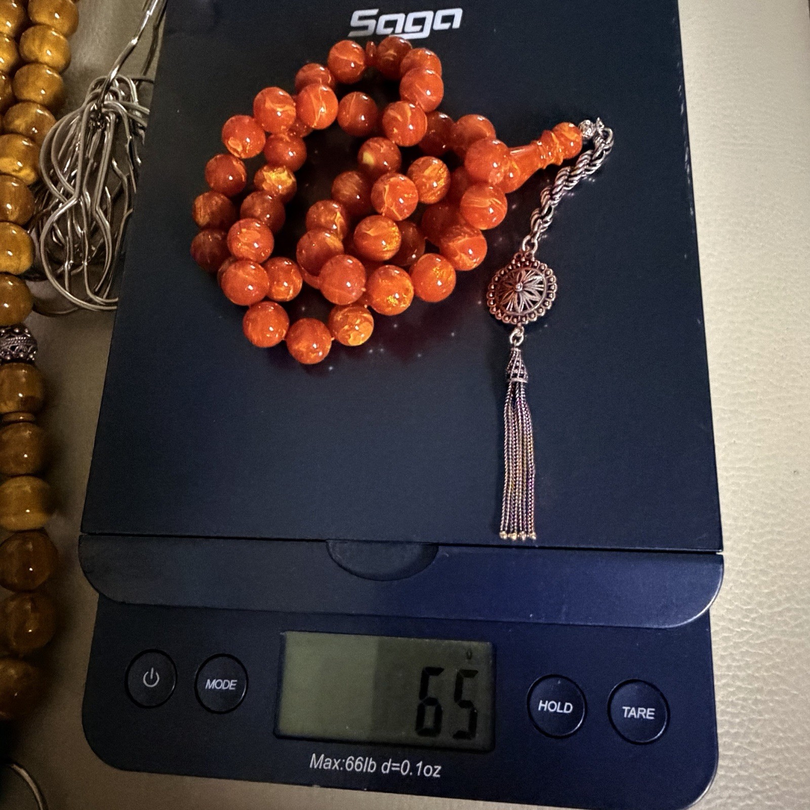 Misky 45-Bead Islamic Tasbih Sterling Silver Tassel مسباح مسبحة مسكي شرابة فضة
