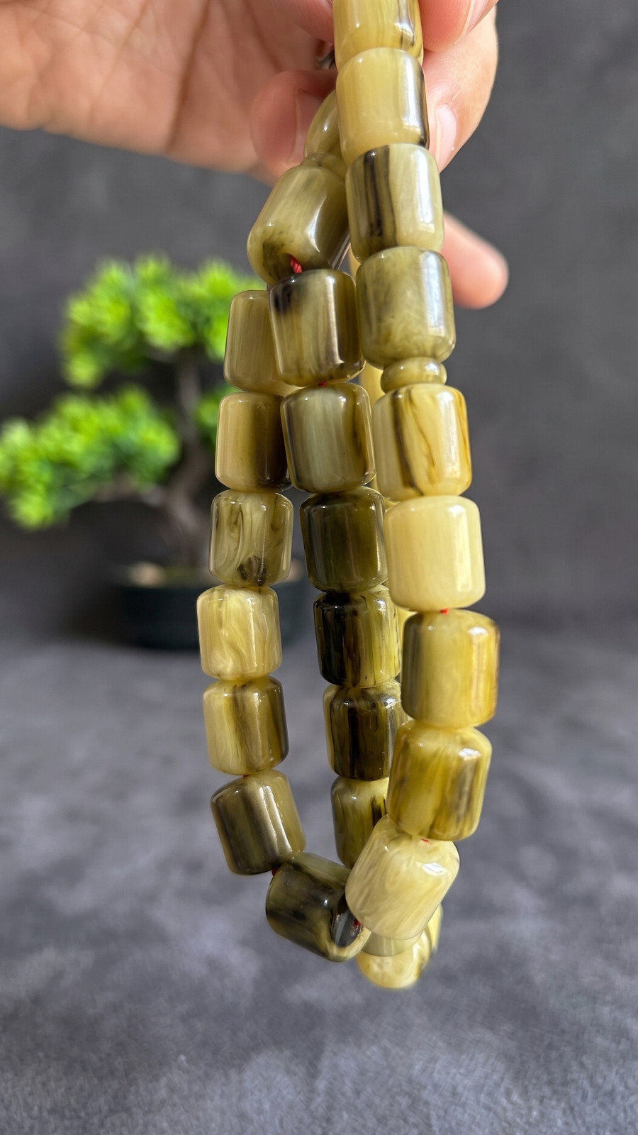 Collectible Olive Green Miske Tasbih 37 Beads Islamic Prayer Rosary – سبحة مسكي