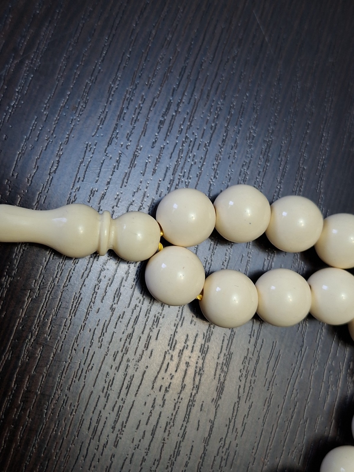 Vintage Ivory White Resin Misbaha 33 Beads Bakelite Style Tasbih Prayer Rosary