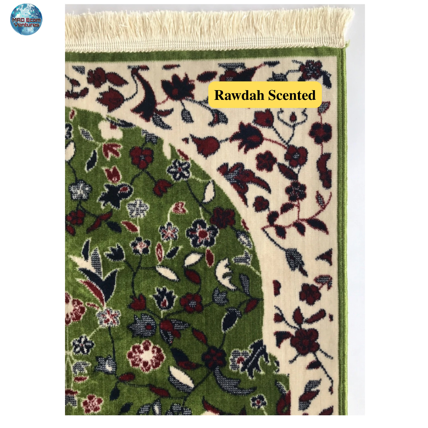 Authentic Al Rawdah Prayer Mat Sejadah Madinah Velvet Islamic Janamaz Green Bag