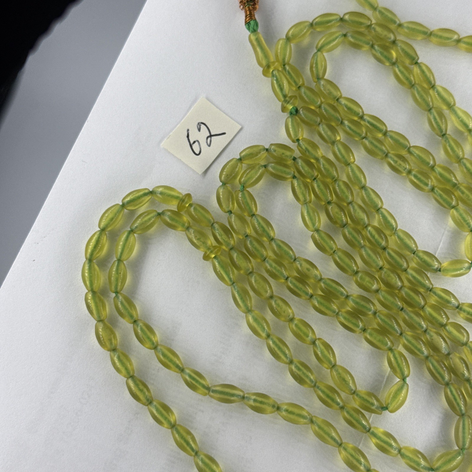 LOT OF 99&100 GREEN BEADS حبات المسبحةGENUINE SHAH MAGHSOUD 39cm شاه مقصود تسبيح