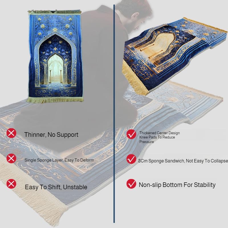 Islamic Prayer Rug 70x110cm Muslim Prayer Vintage Pattern Tassel Soft Mat Rug