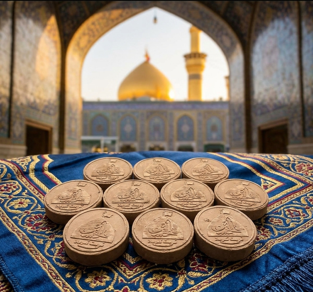 Karbala Turbah Pack of 5 Mohr Shia Sajdagah Mohr Khak e Karbala Prayer Table