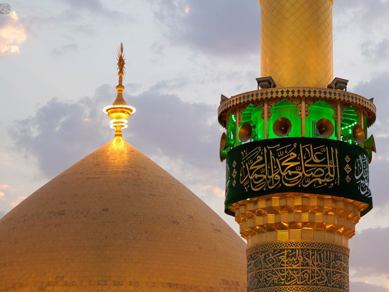 غروب نجف میں گنبد علوی کا روح پرور منظر