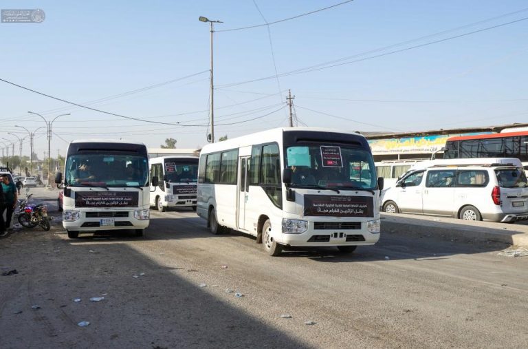 حرم مقدس امیرالمؤمنین علیہ السلام کا سامرا میں زائرین کی منتقلی کے لیے جامع ٹرانسپورٹ انتظام